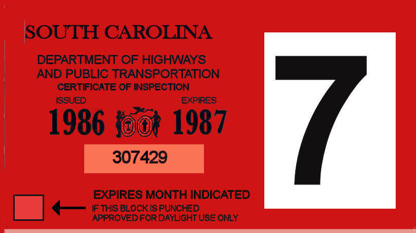 (image for) 1986-87 South Carolina inspection sticker